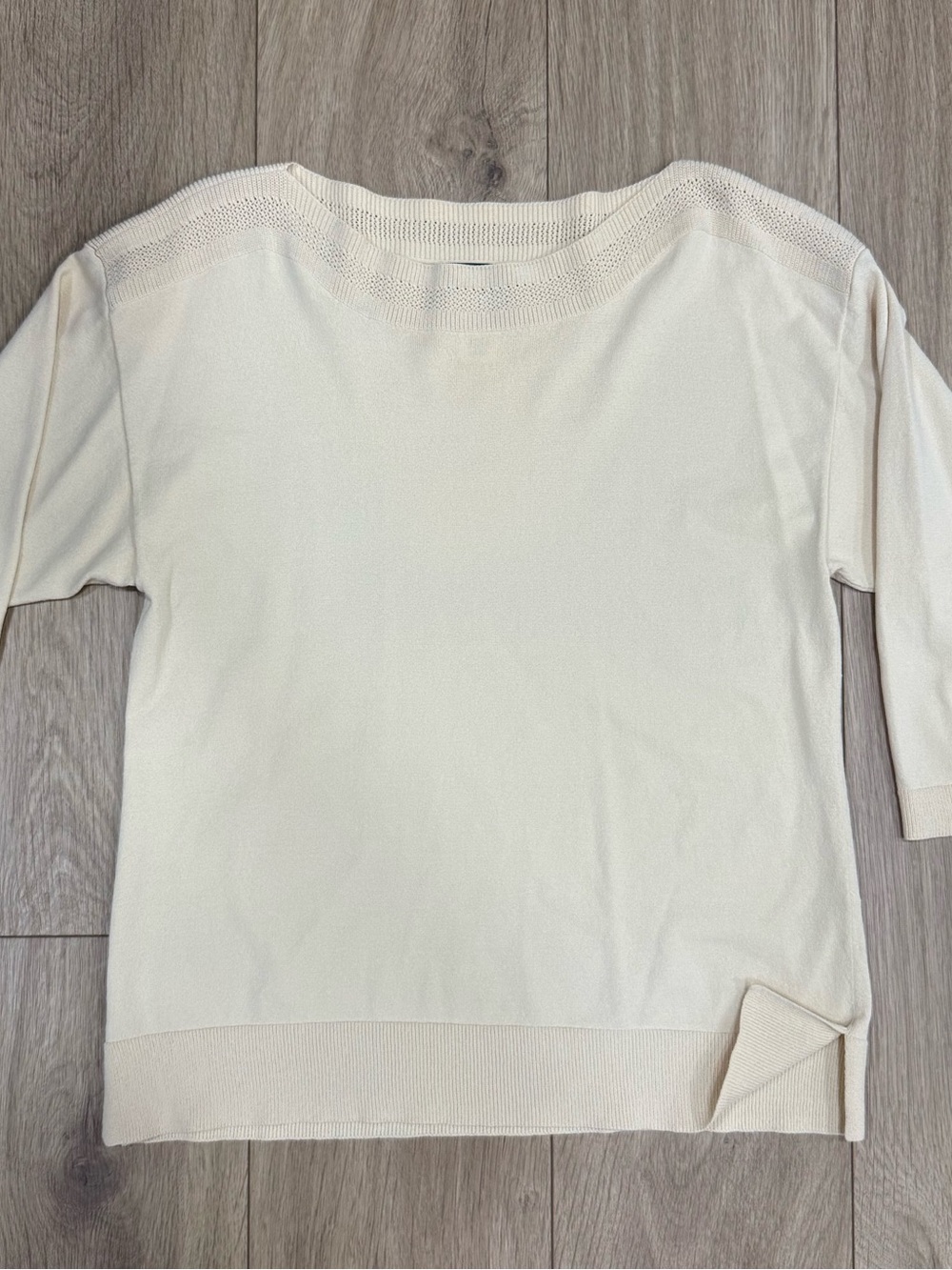 Jones New York Collection Cream Knit Blouse Top Size M 3/4 Sleeve